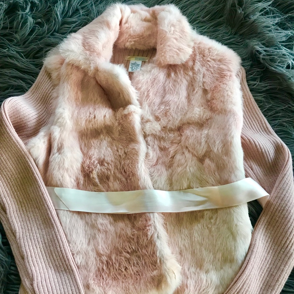 Pink Rabbit fur LS Sweater